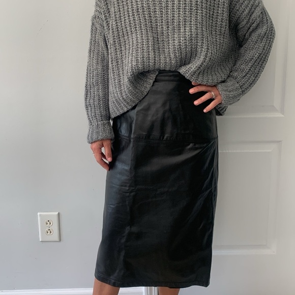 Wilson‎ Maxima Skirt Black Leather high waisted Classic Bikercore Size 6 pencil - Picture 1 of 12